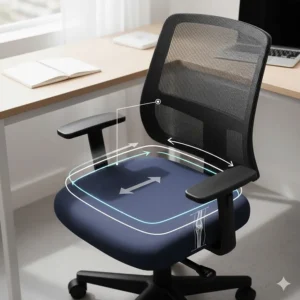 Overhead view illustrating the adjustable seat depth feature to accommodate growing teenagers.