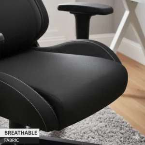 Detailed view of breathable mesh fabric upholstery, ideal for long gaming sessions in the UK.