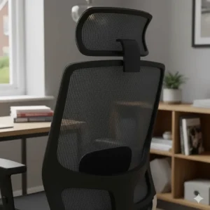 Back view of a breathable mesh office chair under £100 designed for airflow and comfort.