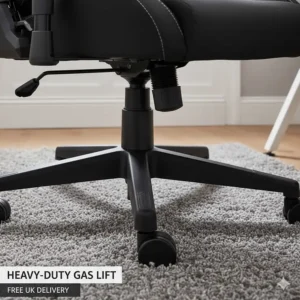 Illustration of a Class 4 heavy-duty gas lift and sturdy nylon base for a durable £150 chair.