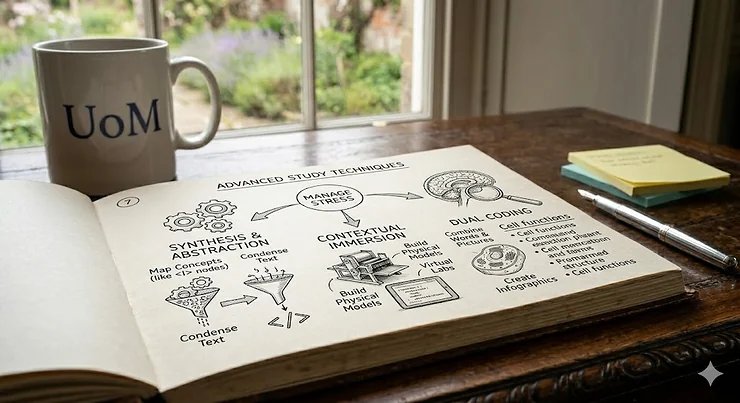 A Collins revision planner lying open on a tidy wooden desk alongside a laptop and a highlighter, showing a detailed study schedule for UK secondary school exams. Collins revision planner