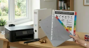 Alt text for image 7: Comparison showing extra-wide A4 dividers extending past plastic punched pockets for easy visibility.