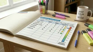 An inspirational planner page for setting GCSE grade targets and tracking mock exam results throughout the academic year.