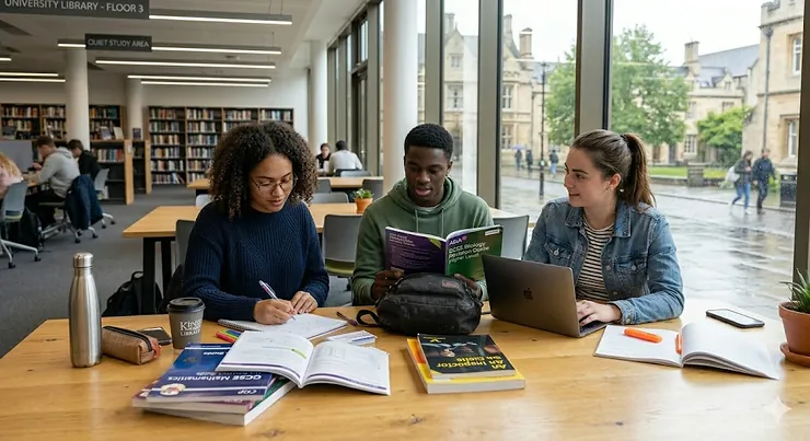 Student at a desk using affordable revision materials for GCSE and A-level exams. affordable revision materials for students