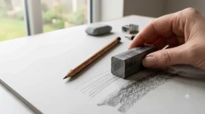 Selection of high-quality graphite sticks for drawing and sketching on art paper