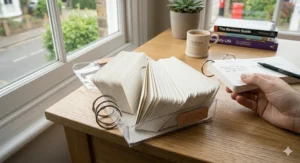 A multi-pack of blank A6 flashcards with a ring, showing the compact and portable design.