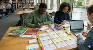 A laptop displaying high-quality, free online study resources for British students.