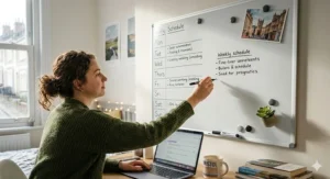 A visual guide comparing standard whiteboard dimensions to help choose the best size for a small bedroom wall.