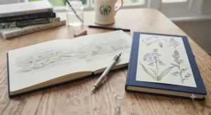 Side-by-side comparison of a landscape and portrait orientation A5 sketchbook for versatile artistic layouts.