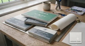 A collection of various watercolour pad sizes and formats for different painting styles.