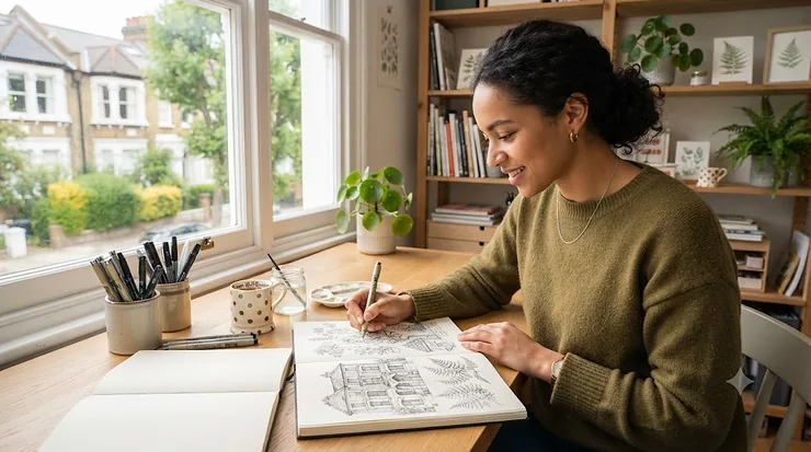 A selection of the best illustration pens laid out on a desk for professional artists. best illustration pens