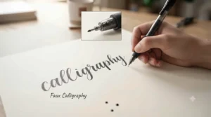 Infographic highlighting correct versus incorrect hand posture and grip when holding brush pens for lettering.