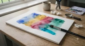 A side-by-side comparison of student-grade and professional-artist watercolour paper sheets.