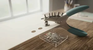 An adjustable multi-hole punch set up for custom card-making and planner inserts.