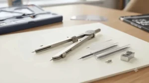 Precision spring-bow compass for accurate technical drawing and precise circle creation in design technology.