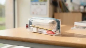Transparent clear pencil case recommended for primary school exams and daily classroom stationery organisation.