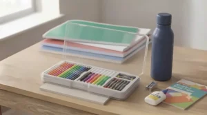 Pack of vibrant colouring pencils and felt-tip pens for creative lessons.