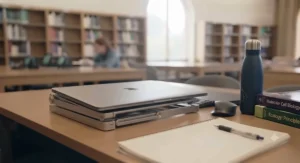 Premium metal laptop stand displayed as an essential university gadget for students starting the academic term