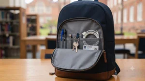 Minimalist grey laptop bag for sixth form styled for colleges with smart-casual dress codes.
